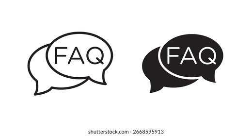 Ícones de Perguntas Frequentes em Bolhas de Fala Isoladas no Plano de Fundo Branco