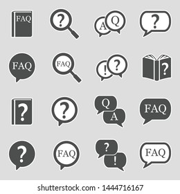 FAQ Icons. Sticker Design. Vector Illustration.