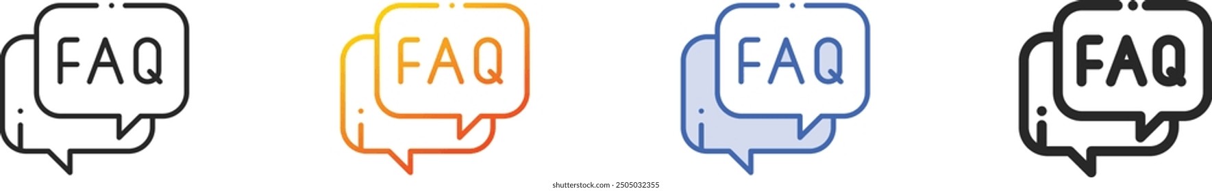 faq icon.Thin Linear, Gradient, Blue Stroke and bold Style Design Isolated On White Background