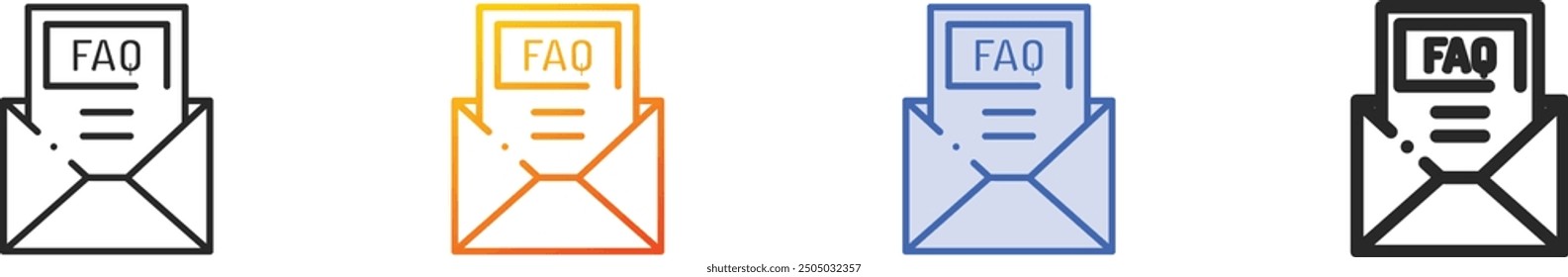 faq icon.Thin Linear, Gradient, Blue Stroke and bold Style Design Isolated On White Background