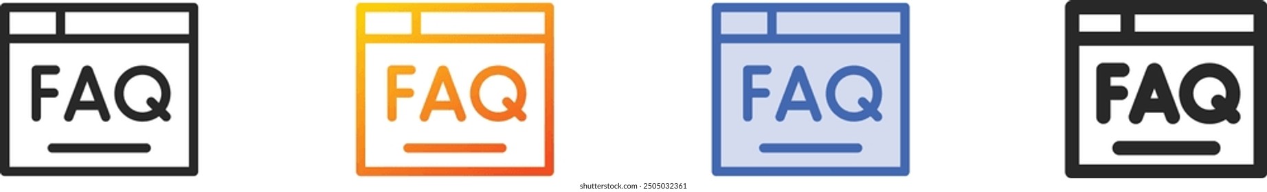 faq icon.Thin Linear, Gradient, Blue Stroke and bold Style Design Isolated On White Background