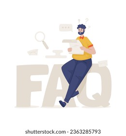 FAQ information guides blogger website page vector illustration