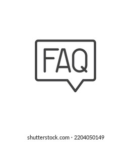 Icono de línea de información de preguntas frecuentes. signo de estilo lineal para concepto móvil y diseño web. Icono de vector de contorno de mensajes de preguntas frecuentes. Símbolo, ilustración del logotipo. Gráficos vectoriales