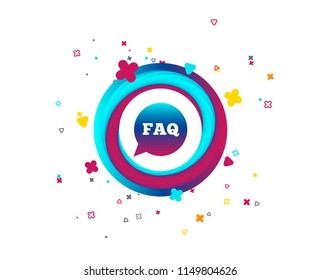 FAQ information sign icon. Help speech bubble symbol. Colorful button with icon. Geometric elements. Vector