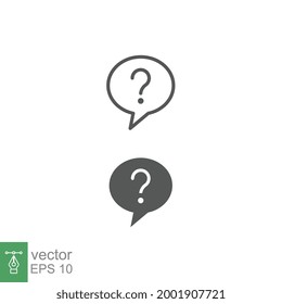 FAQ line and glyph. Question Mark in Bubble. Chat communication button for Helpdesk information symbol. Ask idea or speech suggestions. Vector illustration Design on white background EPS 10