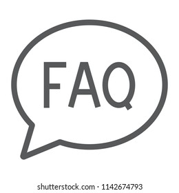Faq line icon, speech and bubble, button sign, vector graphics, a linear pattern on a white background, eps 10.