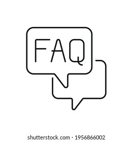 FAQ linear icon. Contact us. Support service. Thin line customizable illustration. Contour symbol. Vector isolated outline drawing. Editable stroke