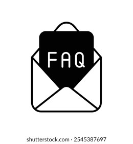 faq mail icon with white background vector stock illustration