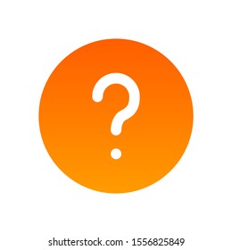 FAQ mark icon, Symbol of Help and Questions. Round icon orange color isolated on white background. Button illustration for Web Site of Mobile App.