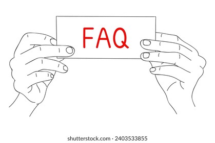 FAQ. Message, Notes on paper. Help for business and entertainment. Modern problems and solutions. Sketch in minimalist style. Editable hand drawn contour. Vector