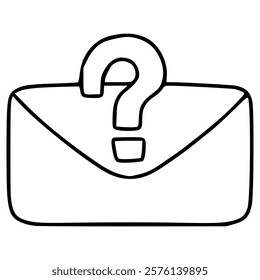 faq message with question mark hand drawn doodle outline icon