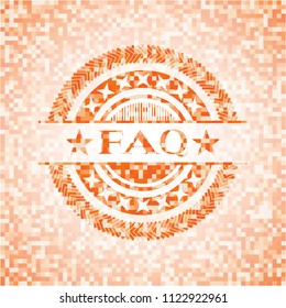 FAQ orange mosaic emblem with background