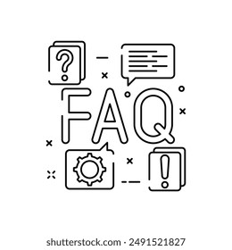 FAQ Outline Icon, Vector illustration