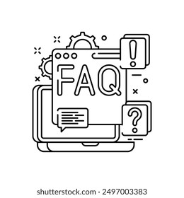 FAQ Outline Icon, Vector illustration