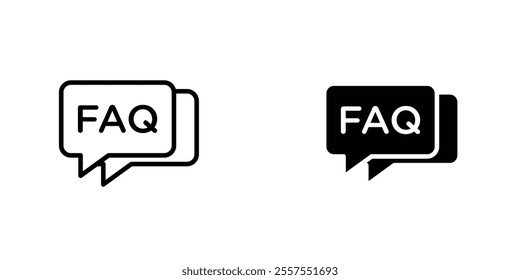 FAQ outlined and solid icon vector collection.
