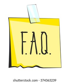 F.A.Q. paper sticky note. Retro reminder sticker