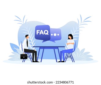 Faq people in flat style. Faq, support, help concept. Modern vector illustration