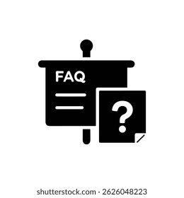 FAQ pinboard icon with question on note symbolizing help center