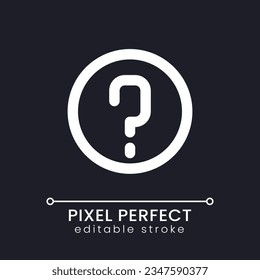 FAQ pixel perfect white linear ui icon for dark theme. Answers on common questions. Vector line pictogram. Isolated user interface symbol for night mode. Editable stroke. Poppins font used