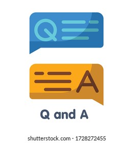 FAQ, Q und Eine flache Icon-Design-Abbildung auf weißem Hintergrund10
