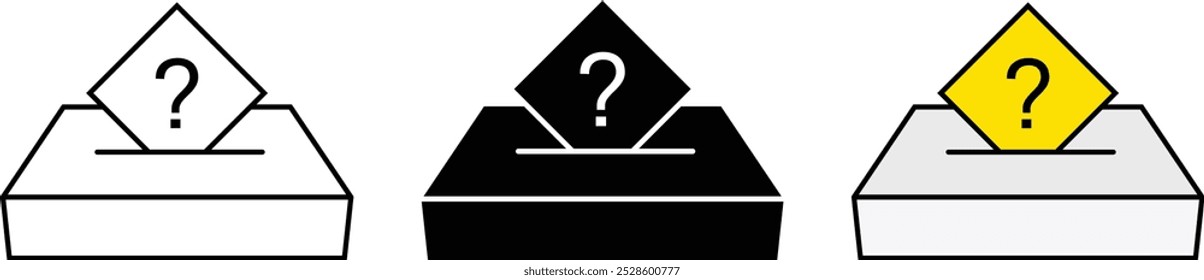 FAQ and QA concept or Question box in lined, isolated and colored style. Vector illustration