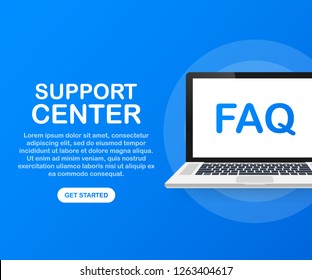 FAQ and QA vector stock illustration concept, people asking to online support center via smartphone and laptop