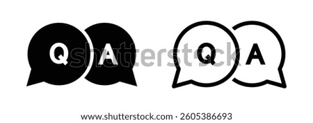 FAQ, question and answer icon, speech bubbles for overlapping Q and A messages, FAQ ideas to solve problems, chat question and answer icon set.
