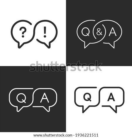 FAQ, question and answer icons set. Q and A speech bubble sign.