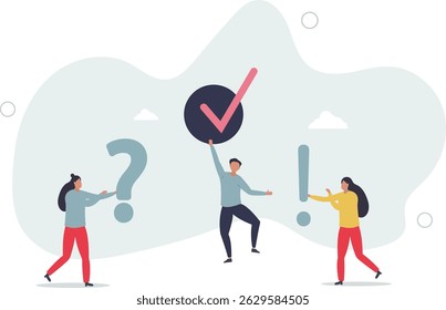 FAQ, question and answer, solution to solve problem, business advice or help and support service, communication or team brainstorm concept, character life .