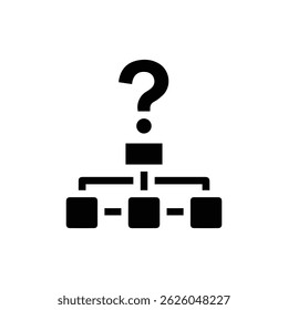 FAQ question icon floating above grid box symbolizing inquiry