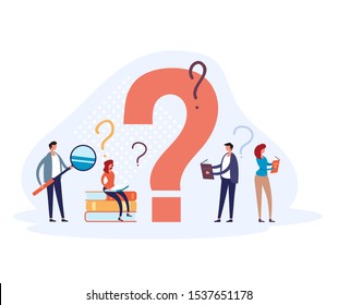 FAQ question mark concept. Vector flat graphic design illustration