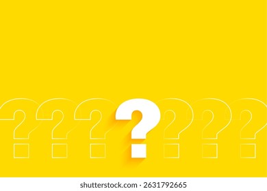 faq question mark sign on yellow background for queries and ideas vector