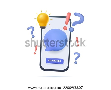 FAQ, Questions and answers 3D render illustration. Questions with a choice of answers. Online survey, statistical study, survey, questionnaire. Questionnaire exam checklist icon. 3d smartphone vector