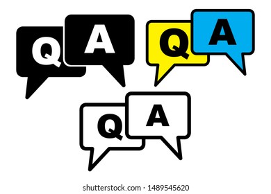 FAQ, Questions and answers icon design. Q and A speech chat icon in flat style design. Vector illustration.