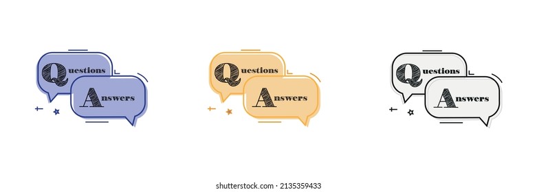 FAQ, questions and answers icon. Line, glyph and filled outline colorful version, Q and A speech outline and filled vector sign. Symbol, logo illustration. Vector graphics