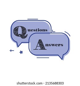 FAQ, questions and answers icon. Line, glyph and filled outline colorful version, Q and A speech outline and filled vector sign.