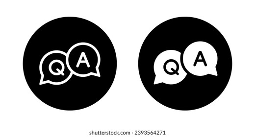 FAQ, questions and answers icon vector in black circle