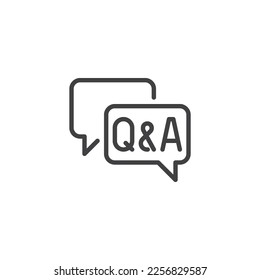 FAQ, questions and answers line icon. linear style sign for mobile concept and web design. Q and A speech outline vector icon. Symbol, logo illustration. Vector graphics