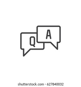 FAQ, Questions And Answers Line Icon, Outline Vector Sign, Linear Style Pictogram Isolated On White. Symbol, Logo Illustration. Editable Stroke. Pixel Perfect