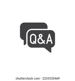 FAQ, Fragen und Antworten Vektorsymbol. volles Flachzeichen für mobiles Konzept und Webdesign. Q und ein Sprachsymbol. Symbol, Logo-Abbildung. Vektorgrafik