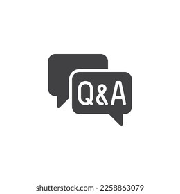 Icono de preguntas frecuentes, preguntas y respuestas vectoriales. signo plano relleno para concepto móvil y diseño web. Icono de glifo de voz Q y A. Símbolo, ilustración del logotipo. Gráficos vectoriales