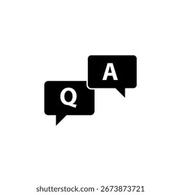 Preguntas frecuentes, preguntas y respuestas, ilustración de estilo de moda negra plana de Vector para Web y App.. eps
