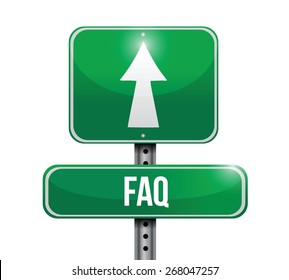 faq road sign illustration design over white