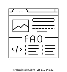 faq schema seo line icon vector. faq schema seo sign. isolated contour symbol black illustration