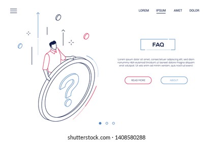 FAQ Section - Line Design Style Isometric Web Banner