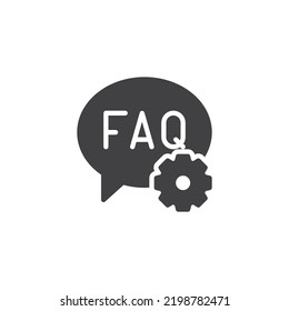 Icono de vector FAQ y SEO. signo plano relleno para concepto móvil y diseño web. Icono de glifo de cambios y burbujas de preguntas frecuentes. Símbolo SEO, ilustración del logotipo. Gráficos vectoriales