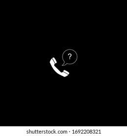 Icono de servicio de preguntas frecuentes. Apoya el signo de burbuja de habla. Símbolo de teléfono. auricular con signo de interrogación. Ilustración vectorial.