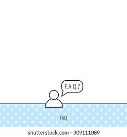FAQ service icon. Support speech bubble sign. Human symbol. Circles seamless pattern. Background with icon. Vector