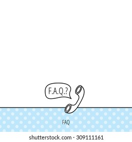 FAQ service icon. Support speech bubble sign. Phone symbol. Circles seamless pattern. Background with icon. Vector