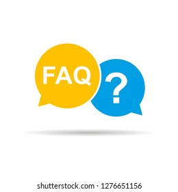 FAQ sign in speech bubble with shadow